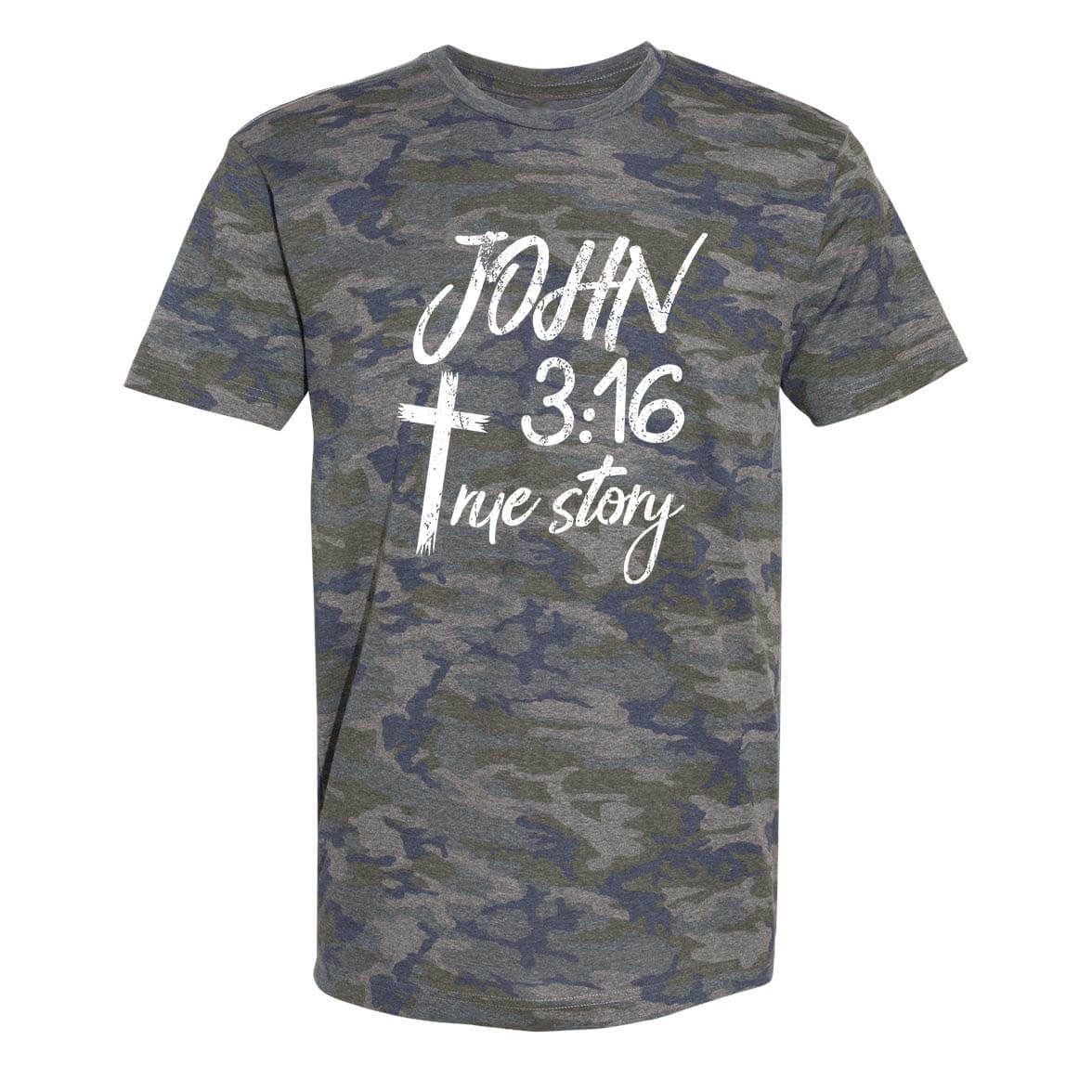 John 3:16 True Story Cross Men's Camo T-Shirt
