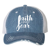 Thumbnail for Faith Over Fear Embroidered Trucker Cap
