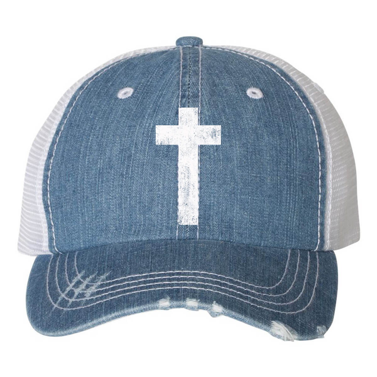 Cross Embroidered Trucker Cap