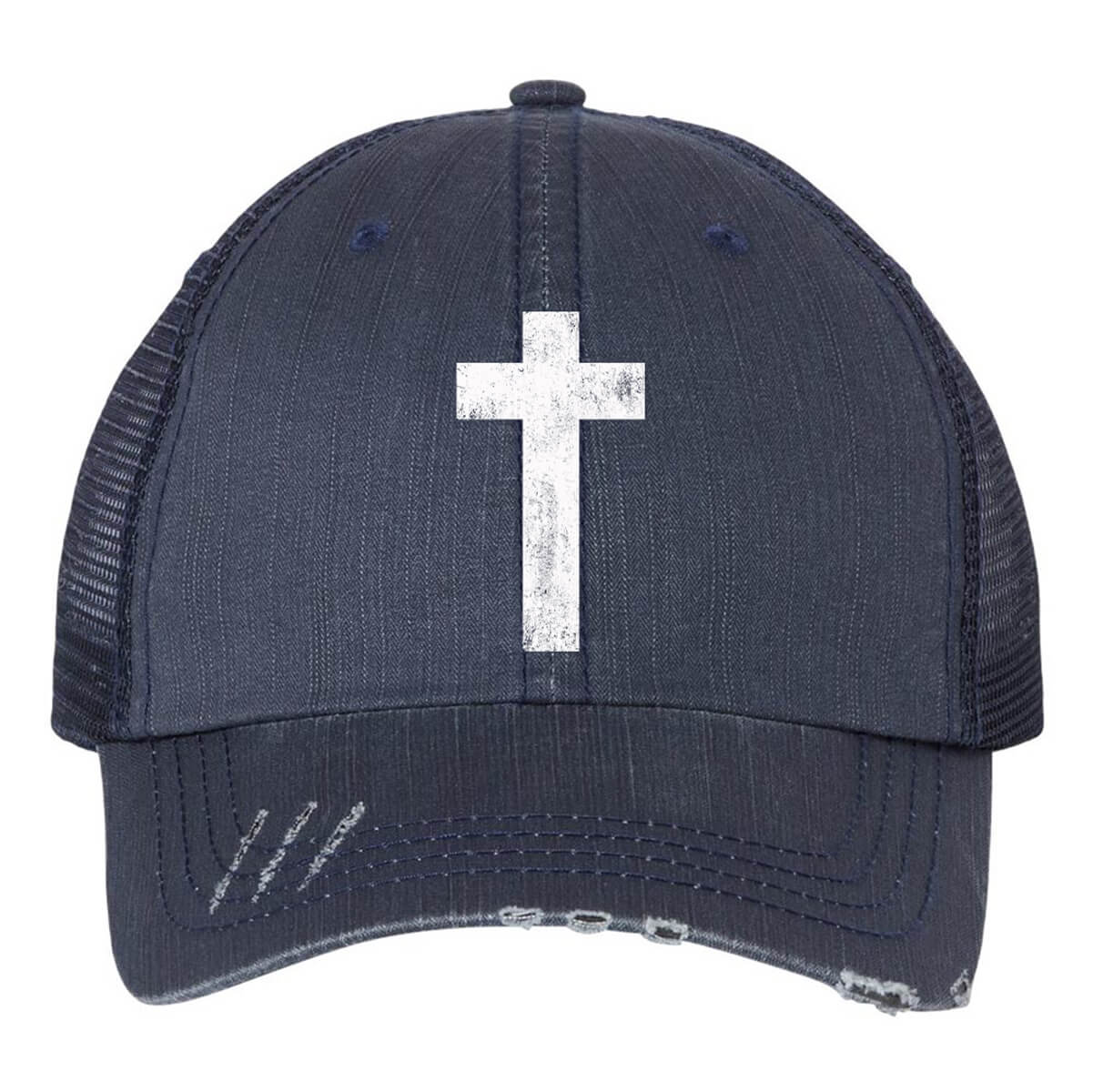 Cross Embroidered Trucker Cap