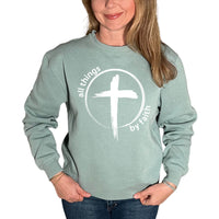 Thumbnail for All Things By Faith Cross Crewneck Sweatshirt