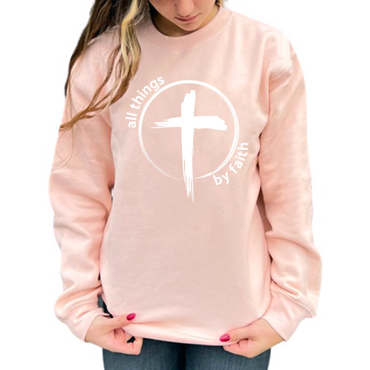 All Things By Faith Cross Crewneck Sweatshirt