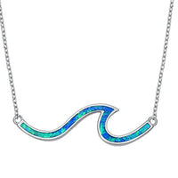 Thumbnail for Be Still Wave Blue Opal Necklace Sterling Silver Jewelry