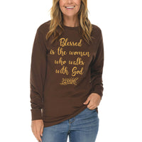 Thumbnail for Blessed Is The Woman Who Walks With God Long Sleeve T Shirt