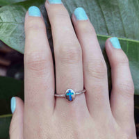 Thumbnail for Blue Opal Cross Ring Sterling Silver Jewelry