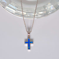 Thumbnail for Blue Opal Cross Necklace Sterling Silver Jewelry