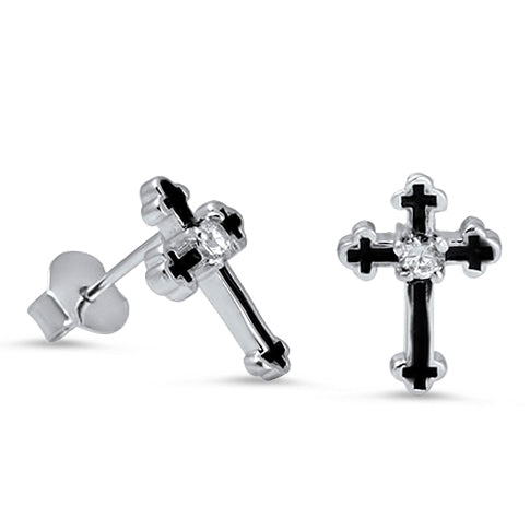 Cross With CZ Earrings Sterling Silver Jewelry