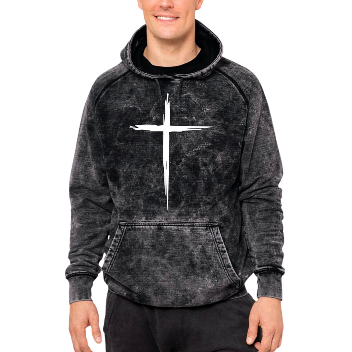 Cross Mineral Wash Men's Sweatshirt Hoodie