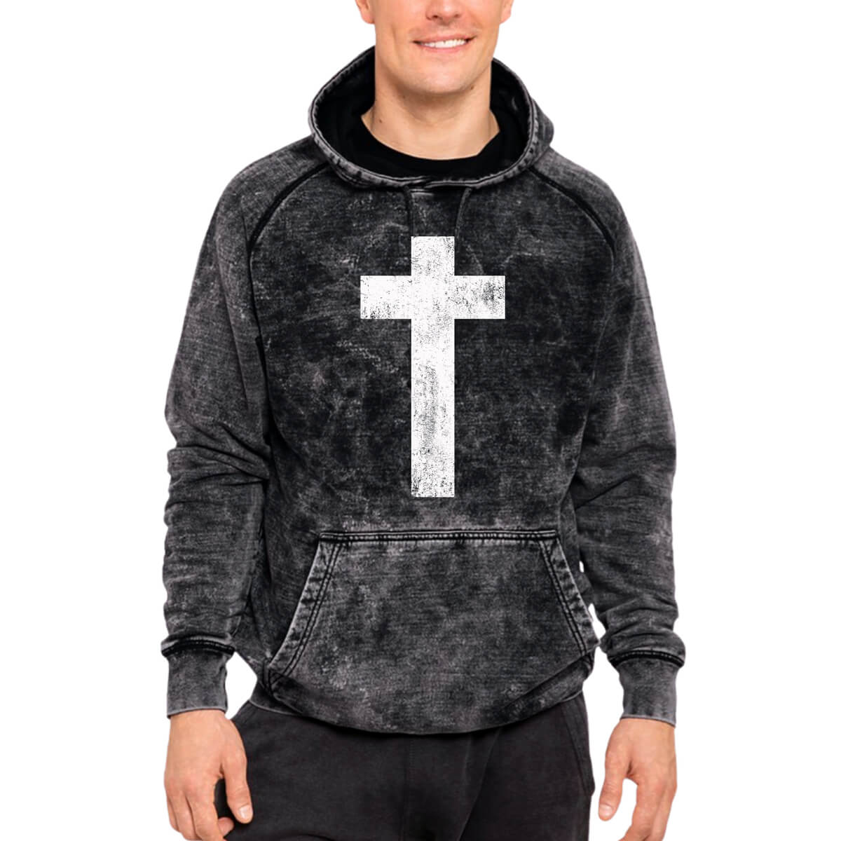 Cross Mineral Wash Men's Sweatshirt Hoodie