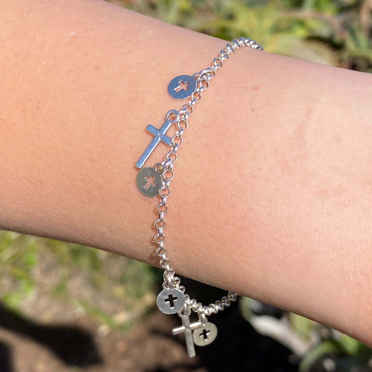 Dangling Crosses Bracelet Sterling Silver Jewelry