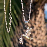 Thumbnail for Dove With Olive Leaf Necklace Sterling Silver Jewelry