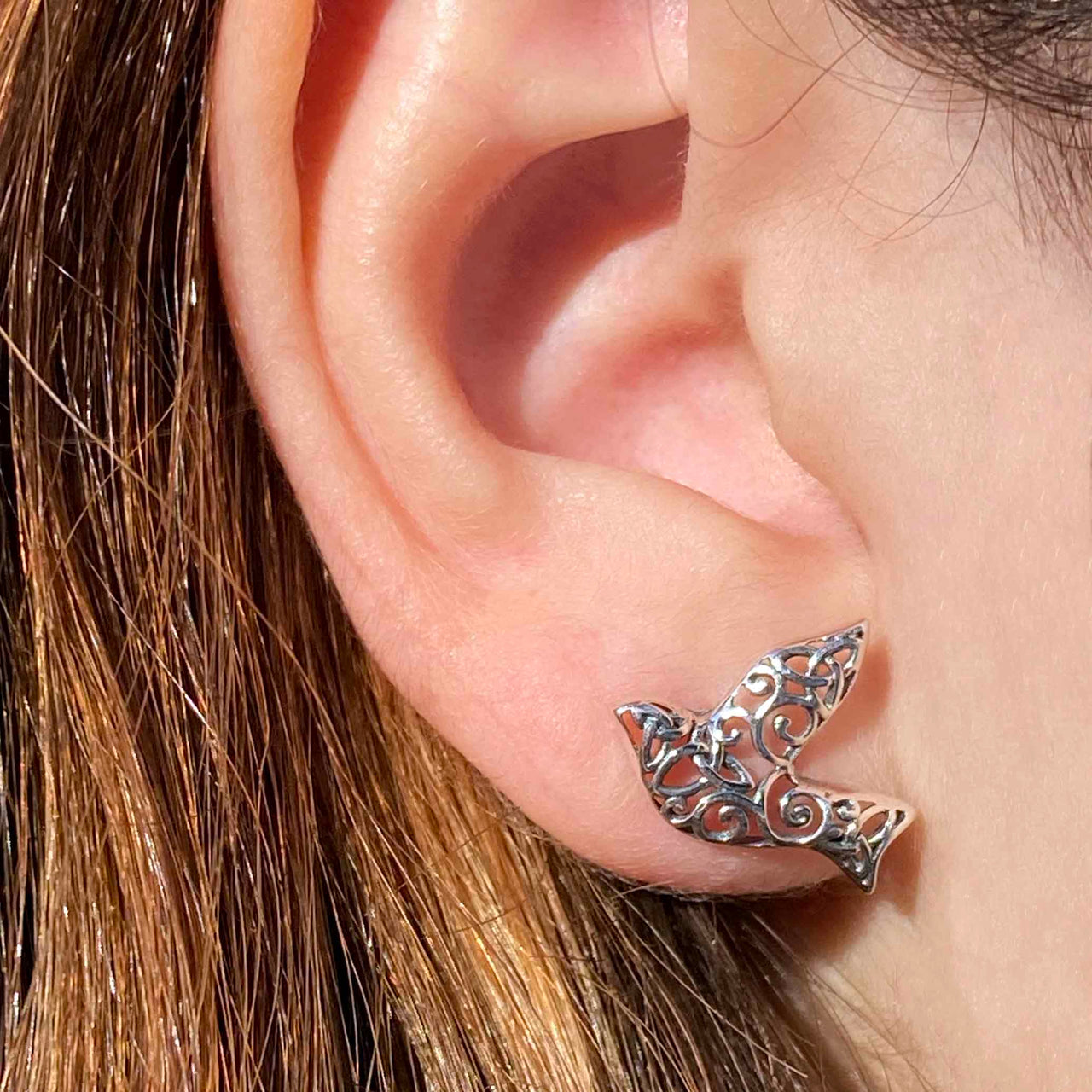 Dove Filigree Earrings Sterling Silver Jewelry