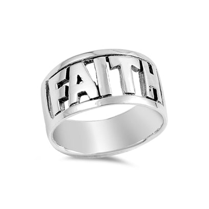 Faith Word Ring Sterling Silver Jewelry