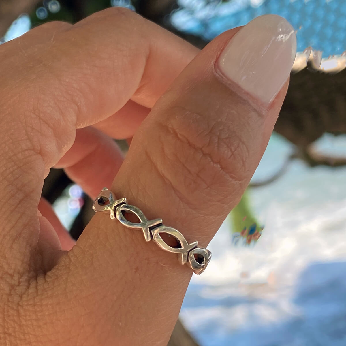 Ichthus Fish Ring Sterling Silver Jewelry