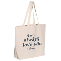 Thumbnail for I Will Always Love You, Jesus Jumbo Tote Canvas Bag