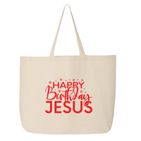 Thumbnail for Happy Birthday Jesus Jumbo Tote Canvas Bag