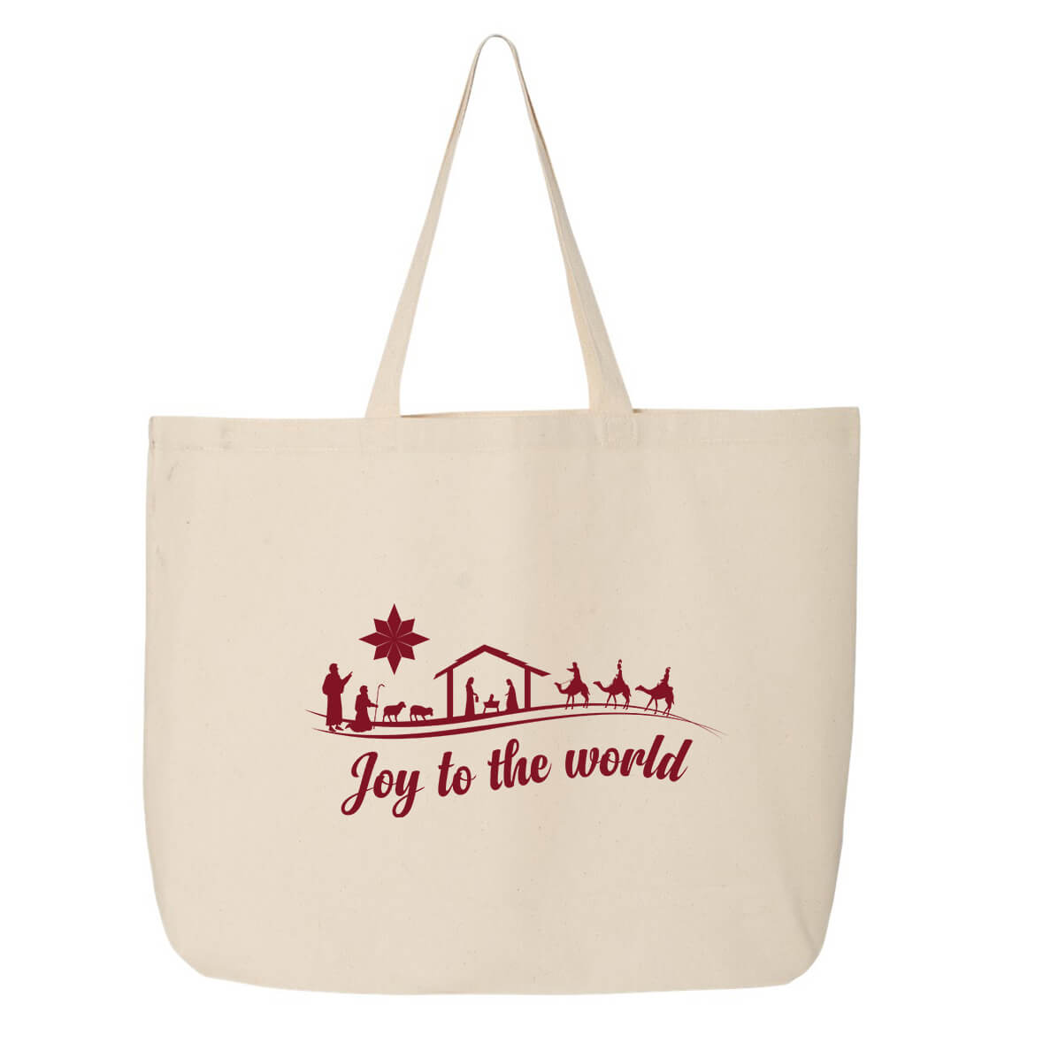Joy To The World Nativity Scene Jumbo Tote Canvas Bag