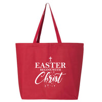 Thumbnail for Easter Begins With Christ Jumbo Tote Canvas Bag