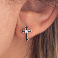 Thumbnail for Cross With CZ Earrings Sterling Silver Jewelry