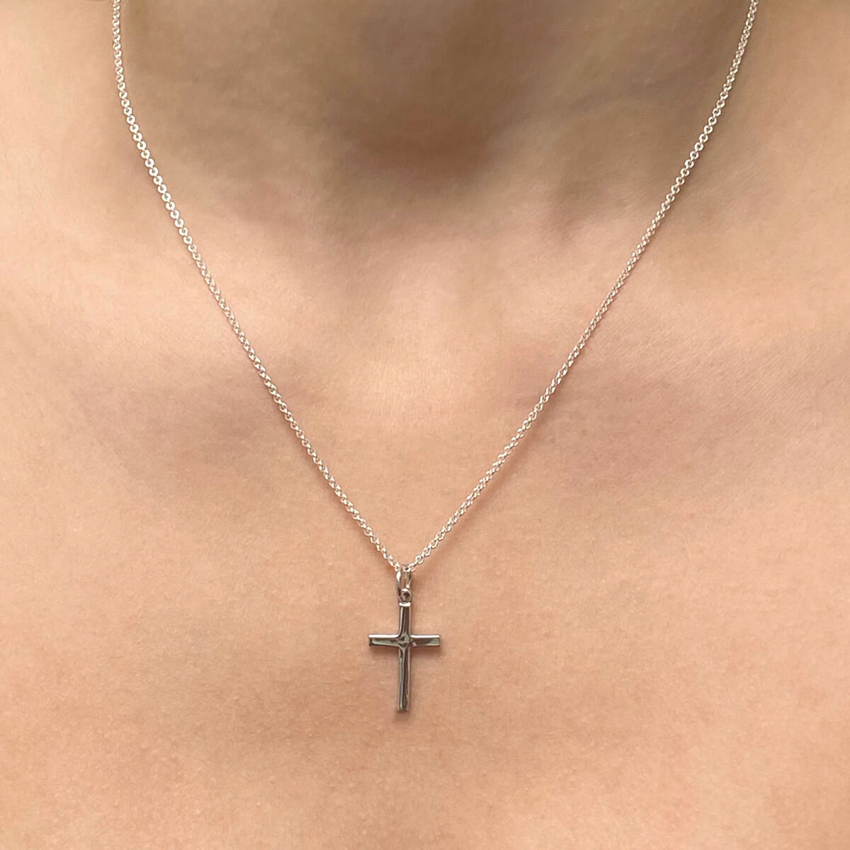 Simple Cross Necklace Sterling Silver Jewelry