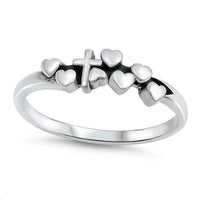 Thumbnail for Cross With Hearts Ring Sterling Silver Jewelry