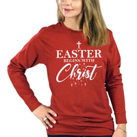 Thumbnail for Easter Begins With Christ Long Sleeve T Shirt