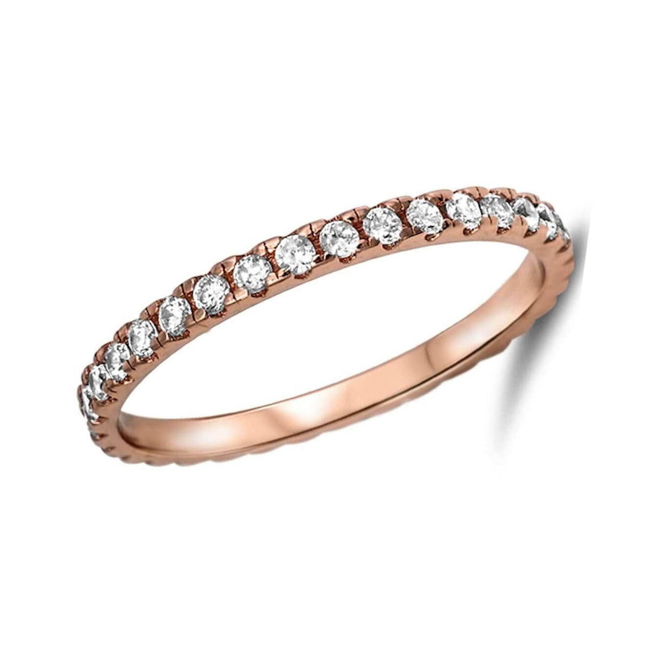 Eternity CZ Rose Gold Plated Ring Sterling Silver Jewelry