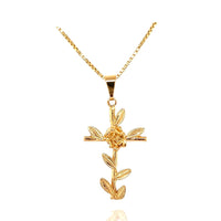 Thumbnail for Flower Cross Necklace Gold Filled Jewelry