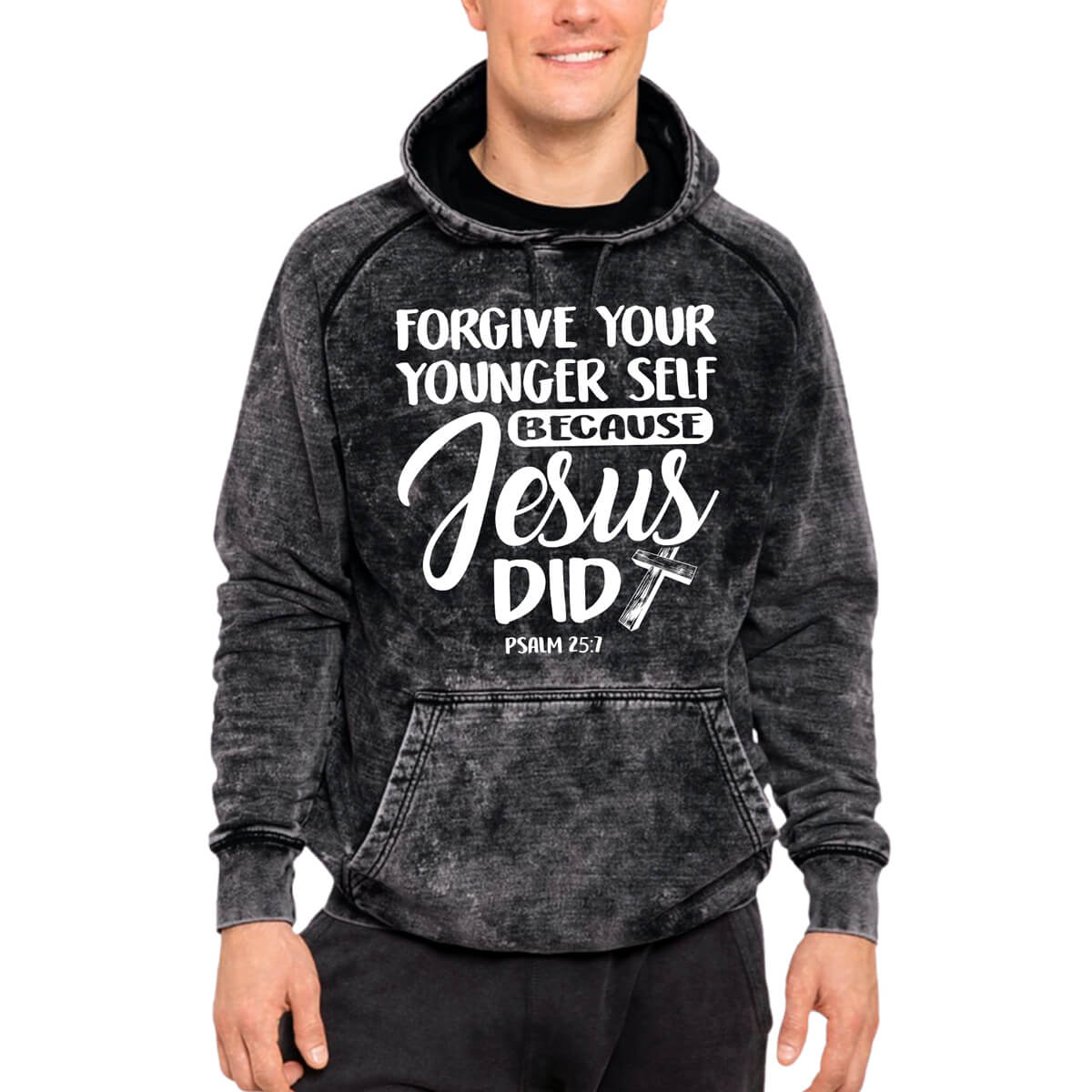 Forgive Your Younger Self Because Jesus Did Mineral Wash Men's Sweatshirt Hoodie