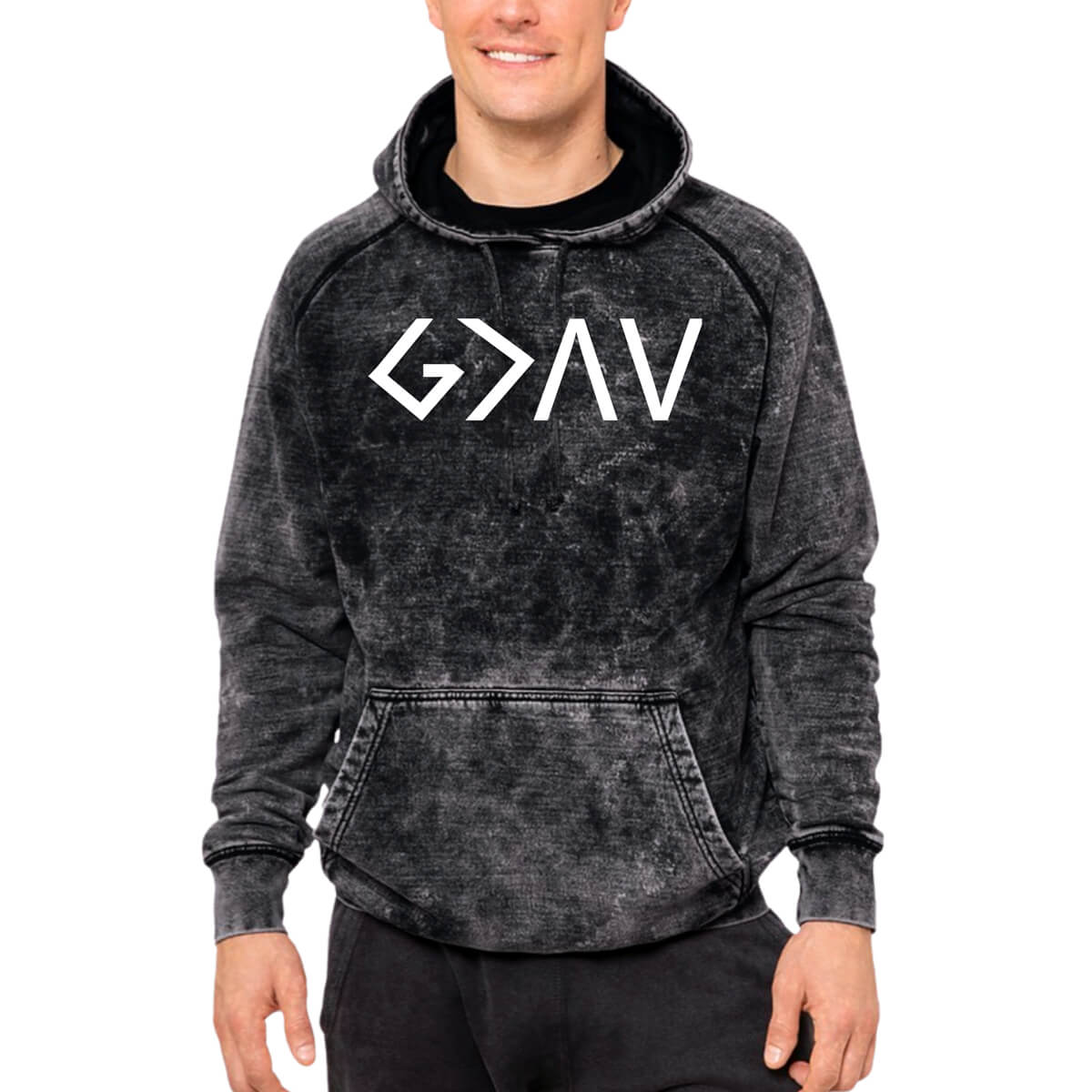 God Is Greater Than The Highs And Lows Mineral Wash Men's Sweatshirt Hoodie