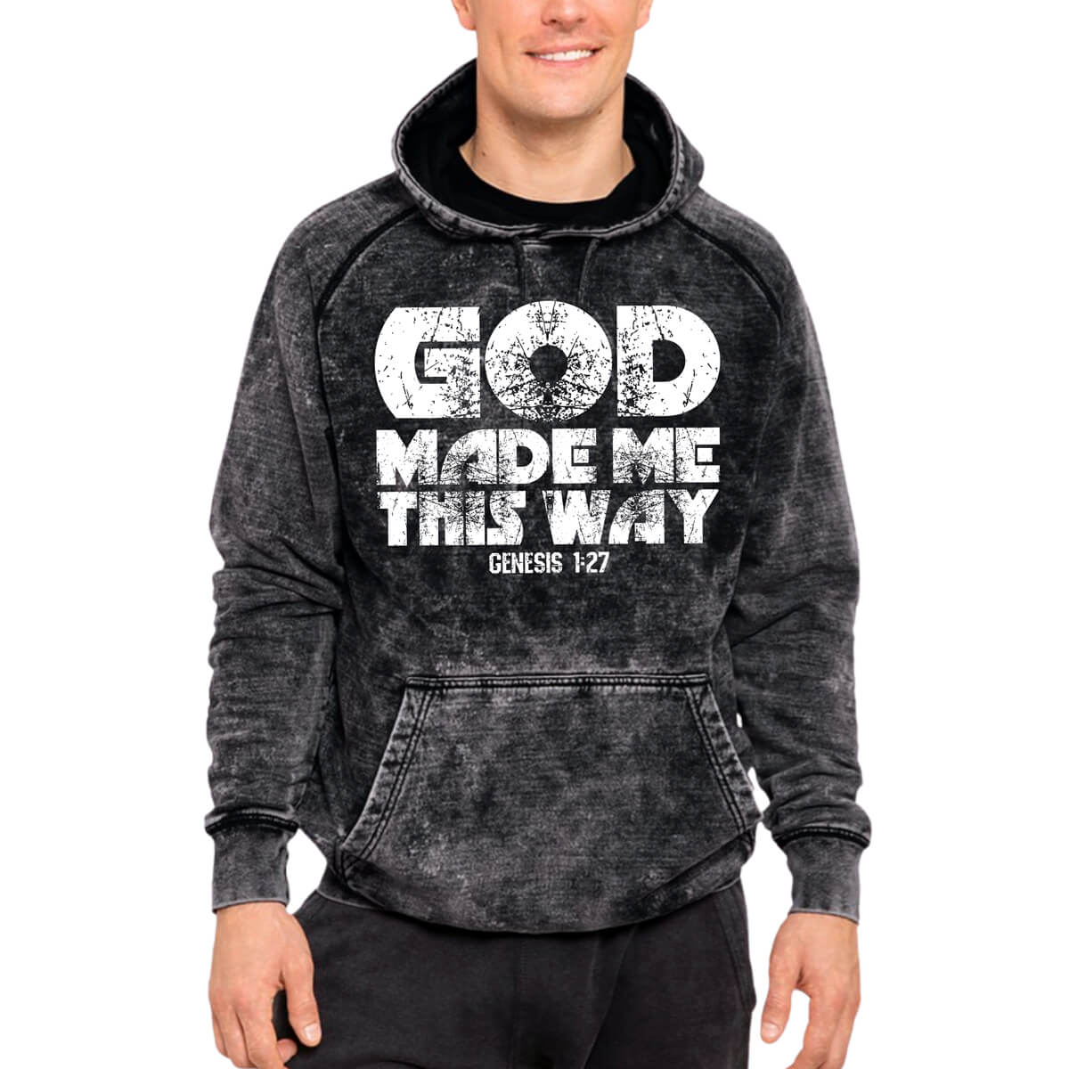 God Made Me This Way Mineral Wash Men's Sweatshirt Hoodie