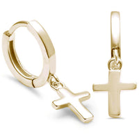 Thumbnail for Small Hoops Dangling Cross Earrings Sterling Silver Jewelry