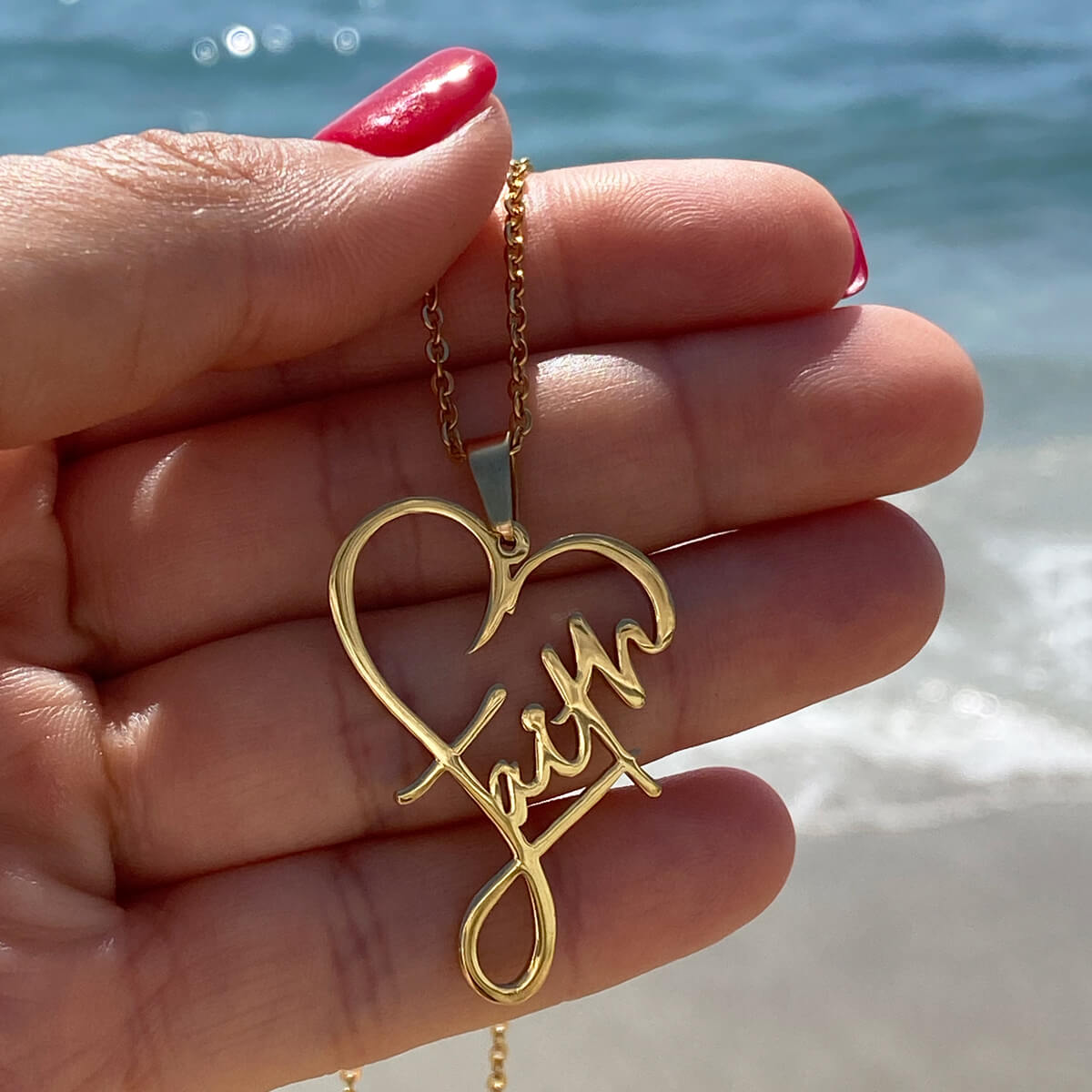 Heart of Faith Necklace Gold Stainless Steel Jewelry