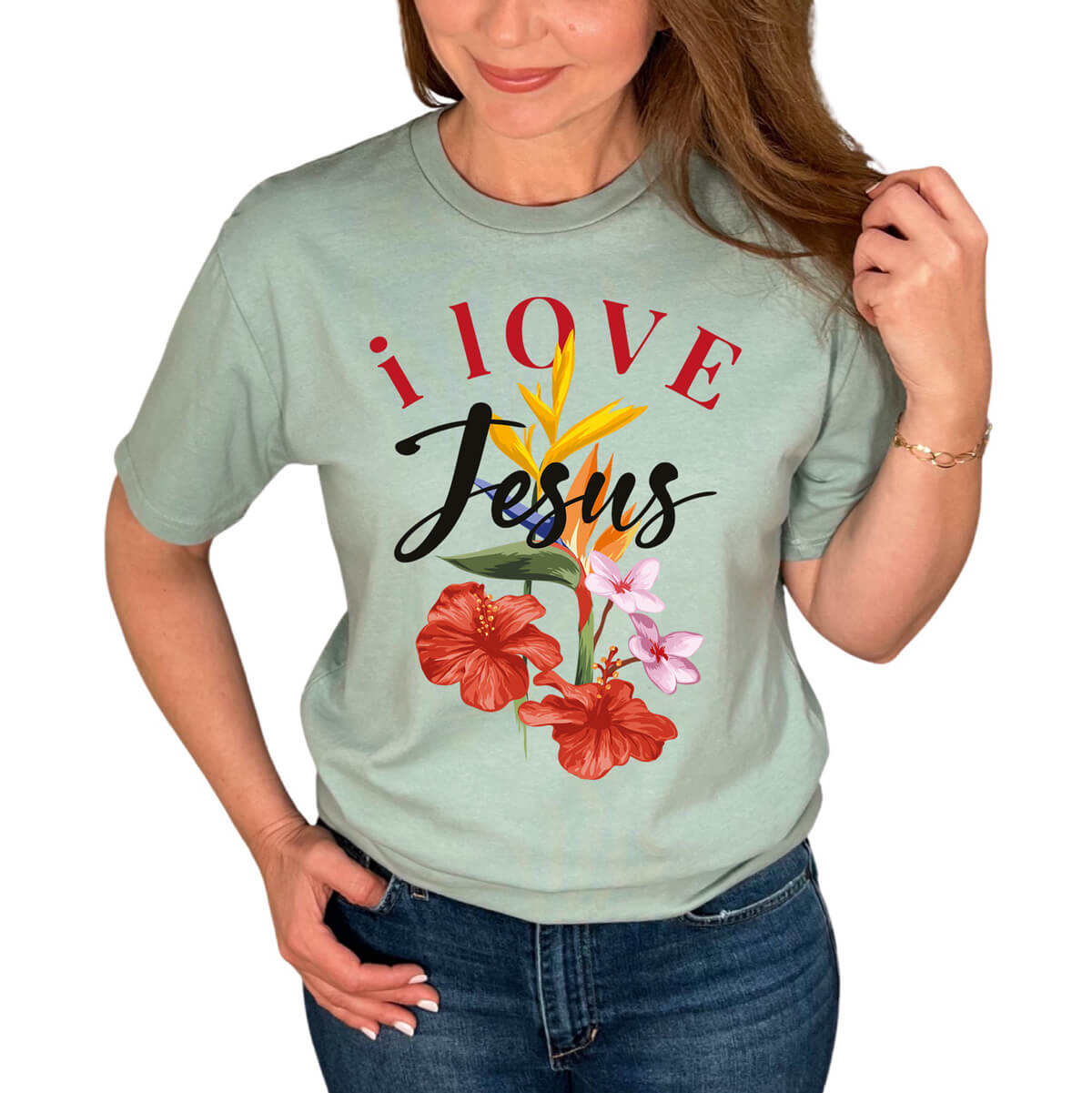 I Love Jesus Flower T-Shirt