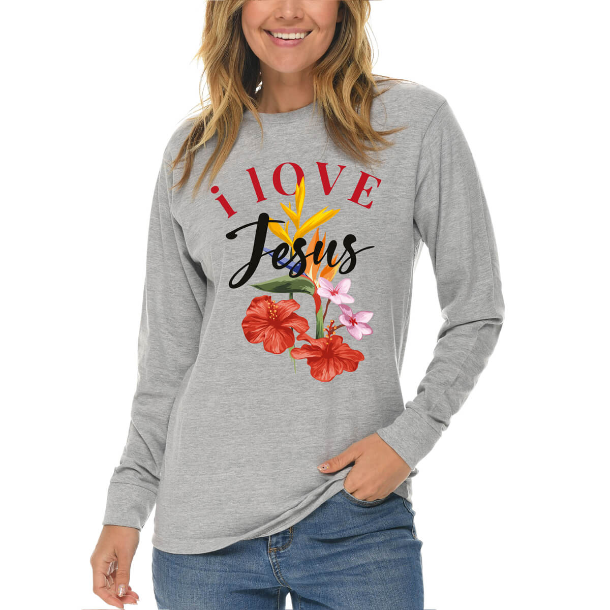 I Love Jesus Flower Long Sleeve T Shirt