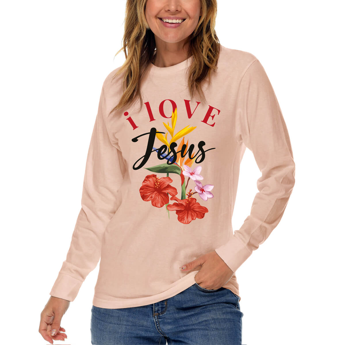 I Love Jesus Flower Long Sleeve T Shirt