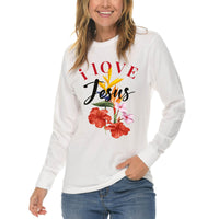 Thumbnail for I Love Jesus Flower Long Sleeve T Shirt