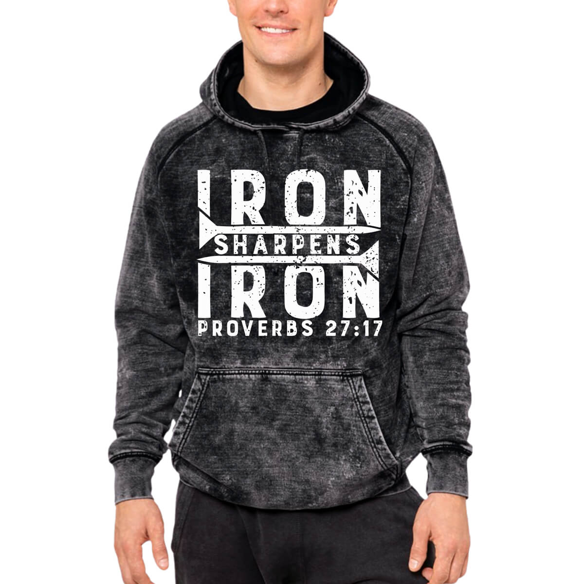 Iron Sharpens Iron Mineral Wash Men's Sweatshirt Hoodie