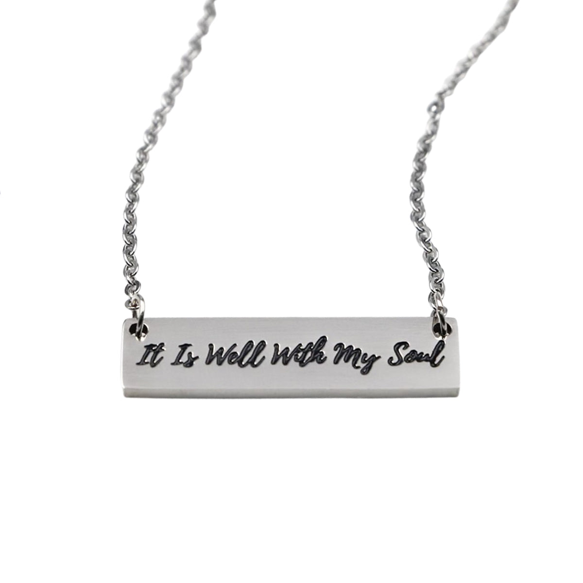 It Is Well With My Soul Bar Necklace Stainless Steel Jewelry