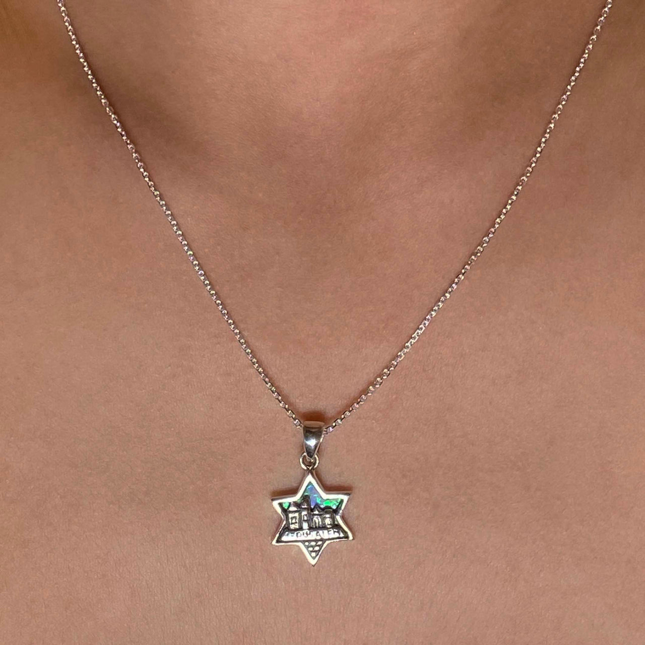 Jerusalem Star Of David Opal Necklace Sterling Silver Jewelry