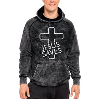 Thumbnail for Jesus Saves Cross Mineral Wash Men's Sweatshirt Hoodie