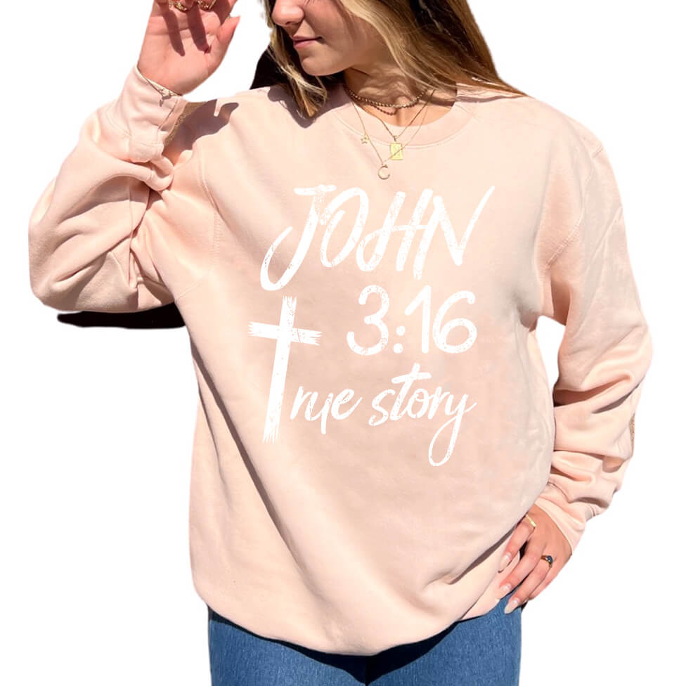John 3:16 True Story Cross Crewneck Sweatshirt