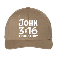 Thumbnail for John 3:16 True Story Embroidered Fitted Cap