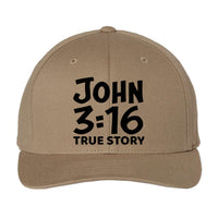 Thumbnail for John 3:16 True Story Embroidered Fitted Cap