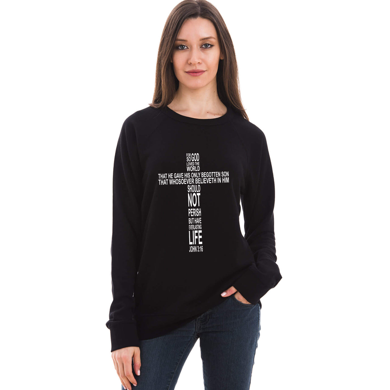 John 3:16 Cross Unisex Crewneck Sweatshirt FINAL SALE ITEM