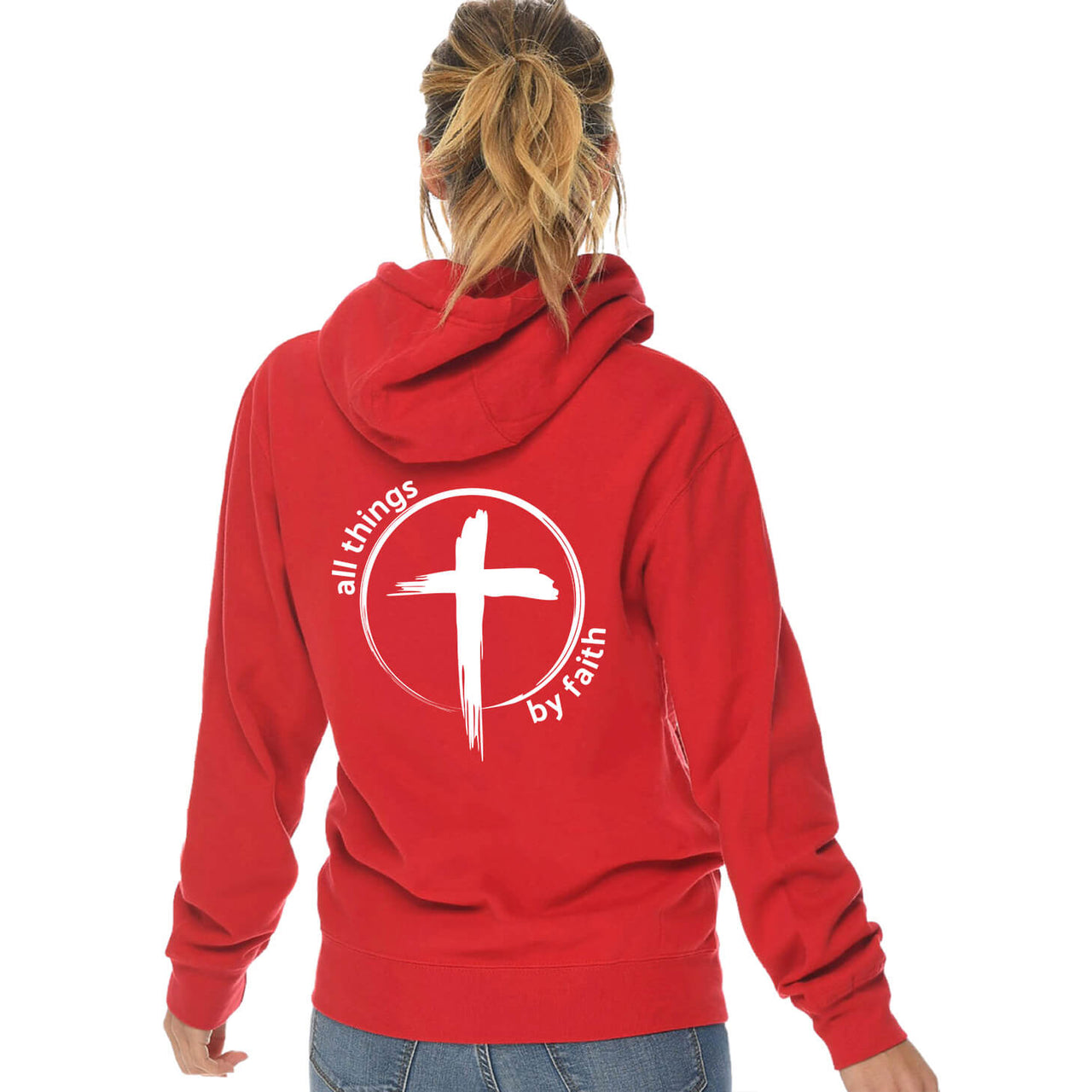 All Things By Faith Cross Full Zip Sweatshirt Hoodie