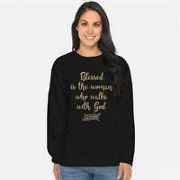 Thumbnail for Blessed Is The Woman Who Walks With God Crewneck Sweatshirt