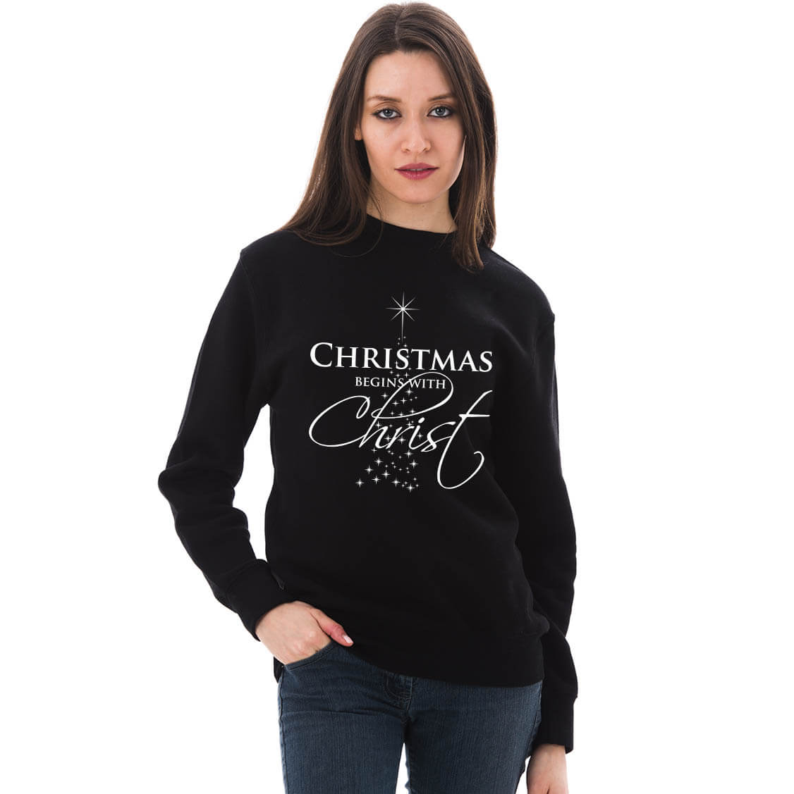 Christmas Begins With Christ Crewneck Sweatshirt