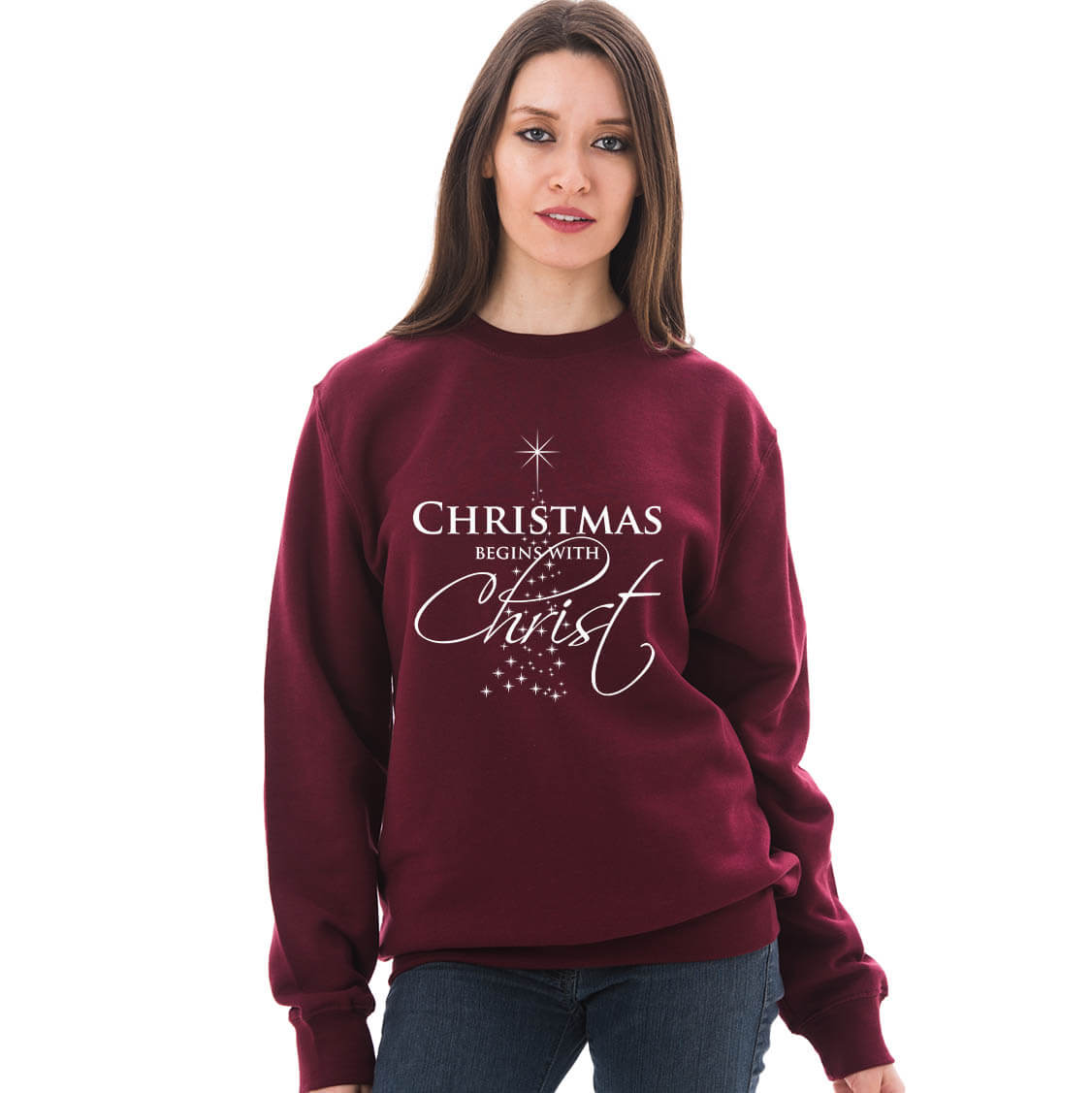 Christmas Begins With Christ Crewneck Sweatshirt