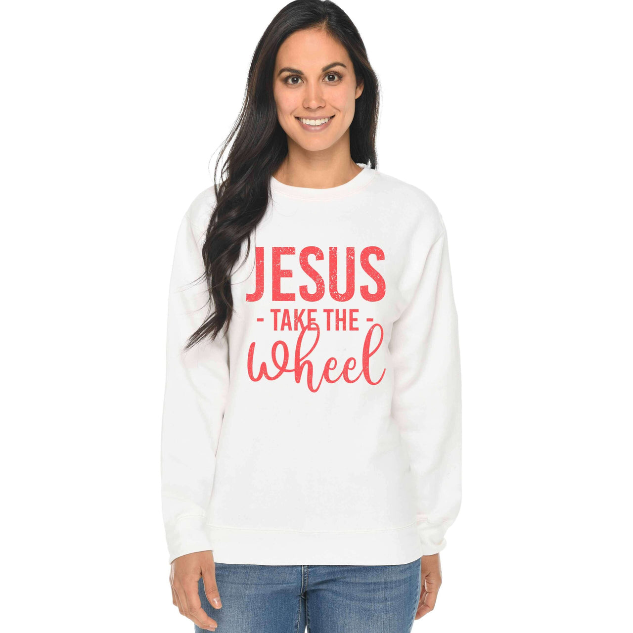 Jesus Take The Wheel Unisex Crewneck Sweatshirt